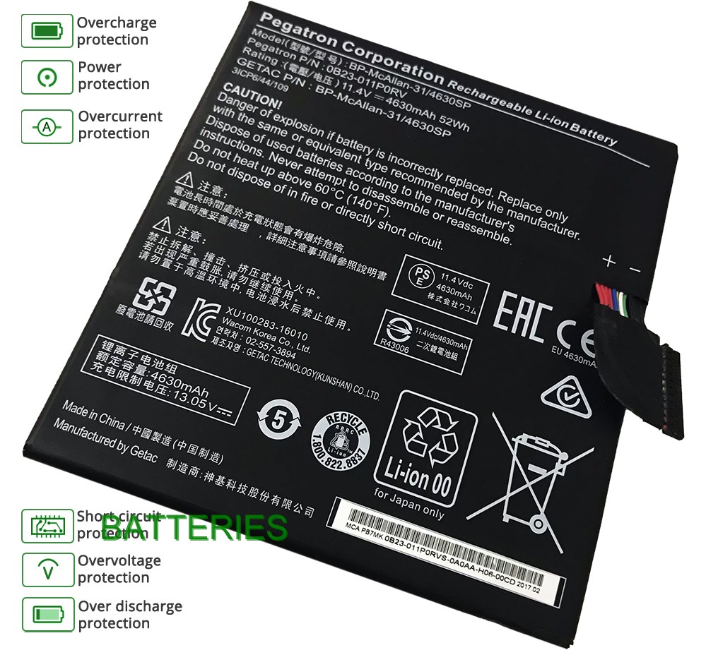 GETAC WACOM mobilestudio pro 13 battery